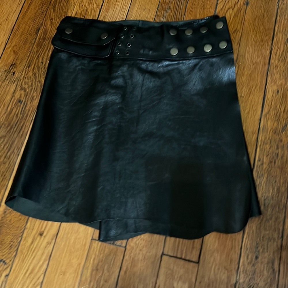 Leather wrap skirt